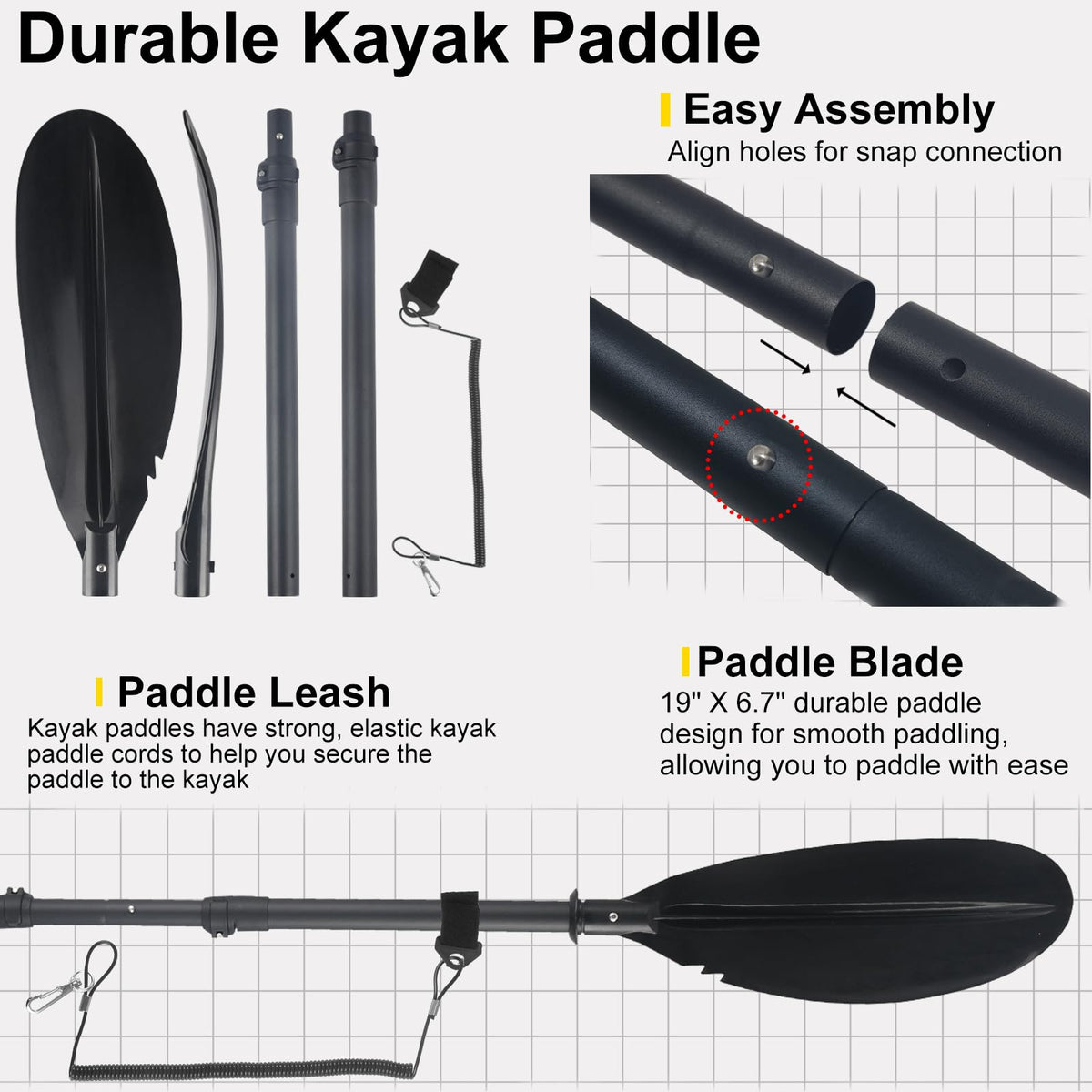 Telescopic Canoe Paddle 70inch to 95inch Black S89946