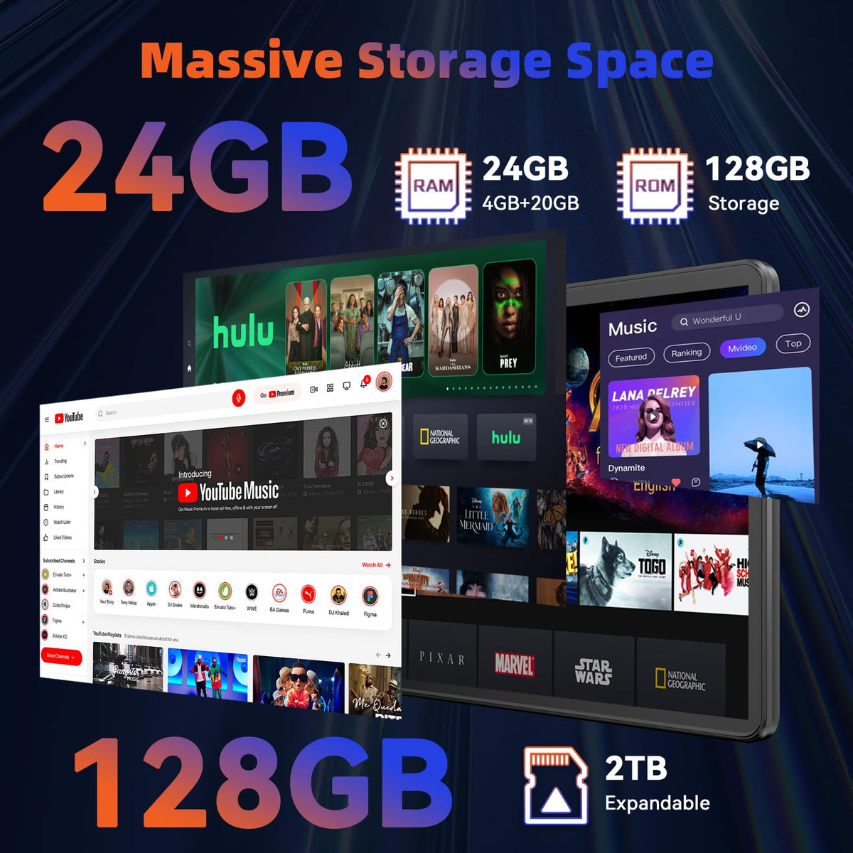 10.1 inch Android Tablet with 26GB RAM 128GB ROM M738