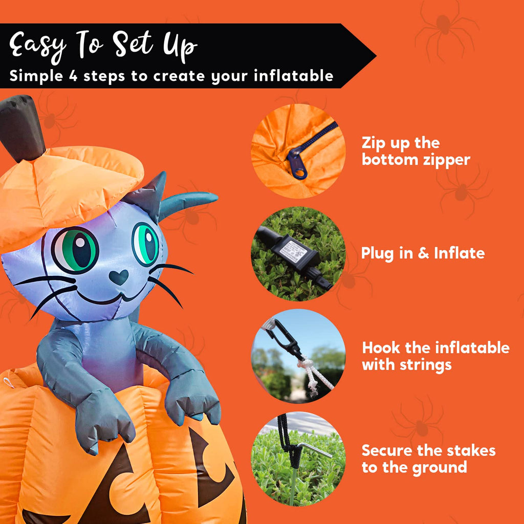 5 FT Animated Pumpkin Inflatable with LEDs B265