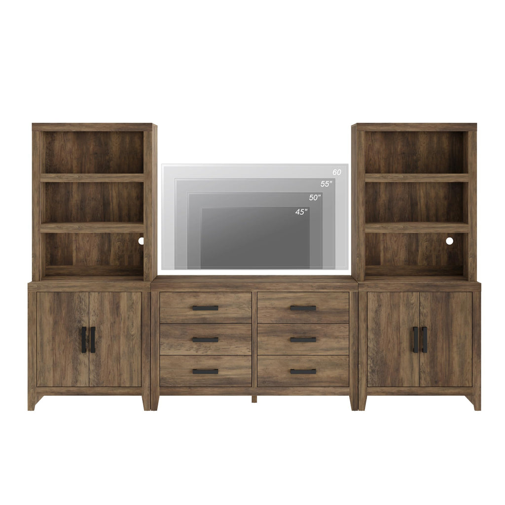 4-Piece Modular Entertainment Center with Bookshelves N150857