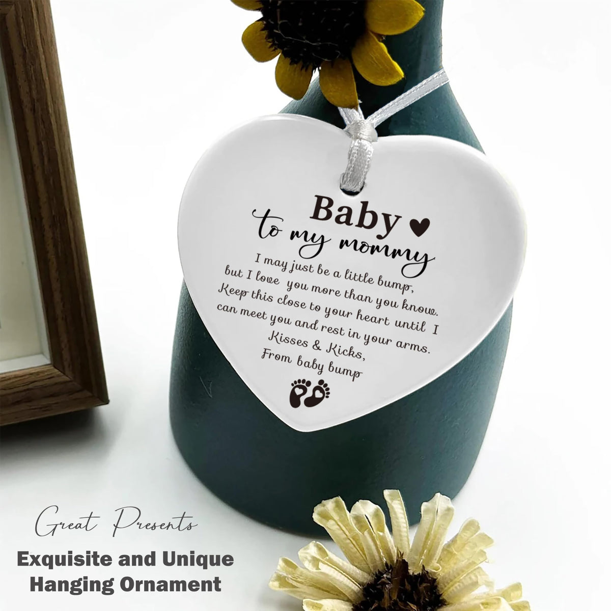 White Ceramic Heart Shaped Ornament V539482