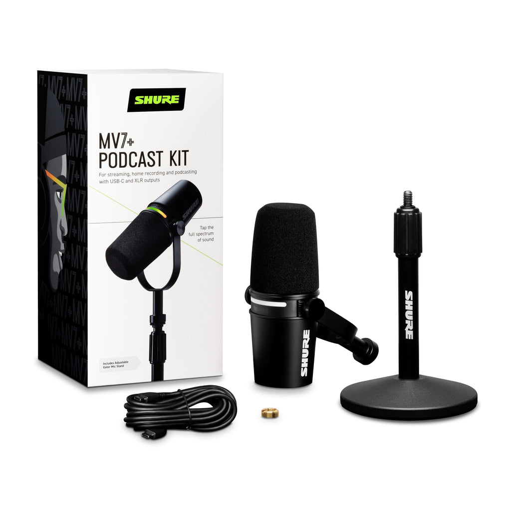 Black USB-C XLR Dynamic Podcast Mic with Stand J5244