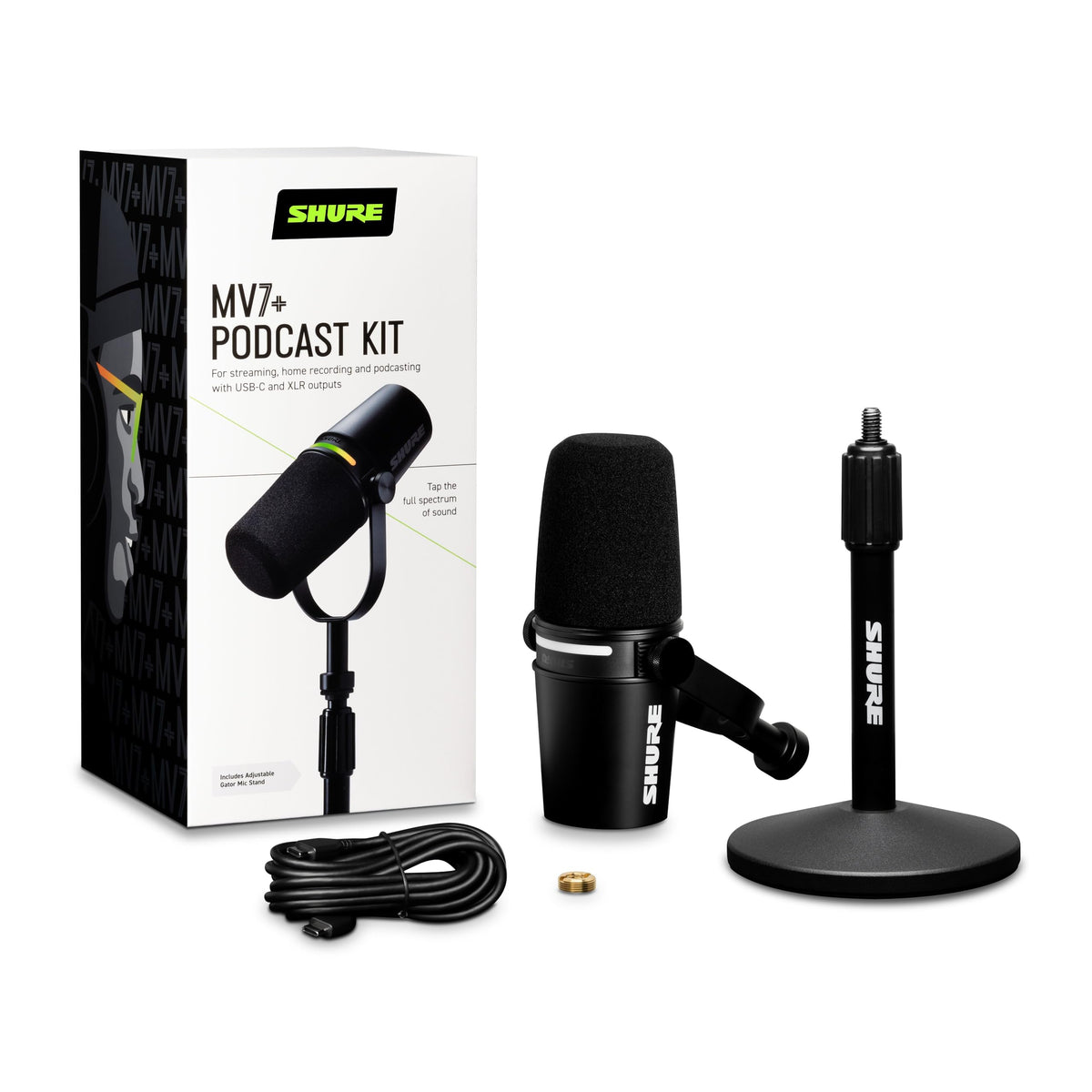Black USB-C XLR Dynamic Podcast Mic with Stand J5244