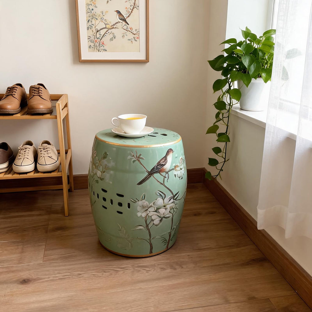 Hand-Painted Blue White Ceramic Garden Stool Q743409