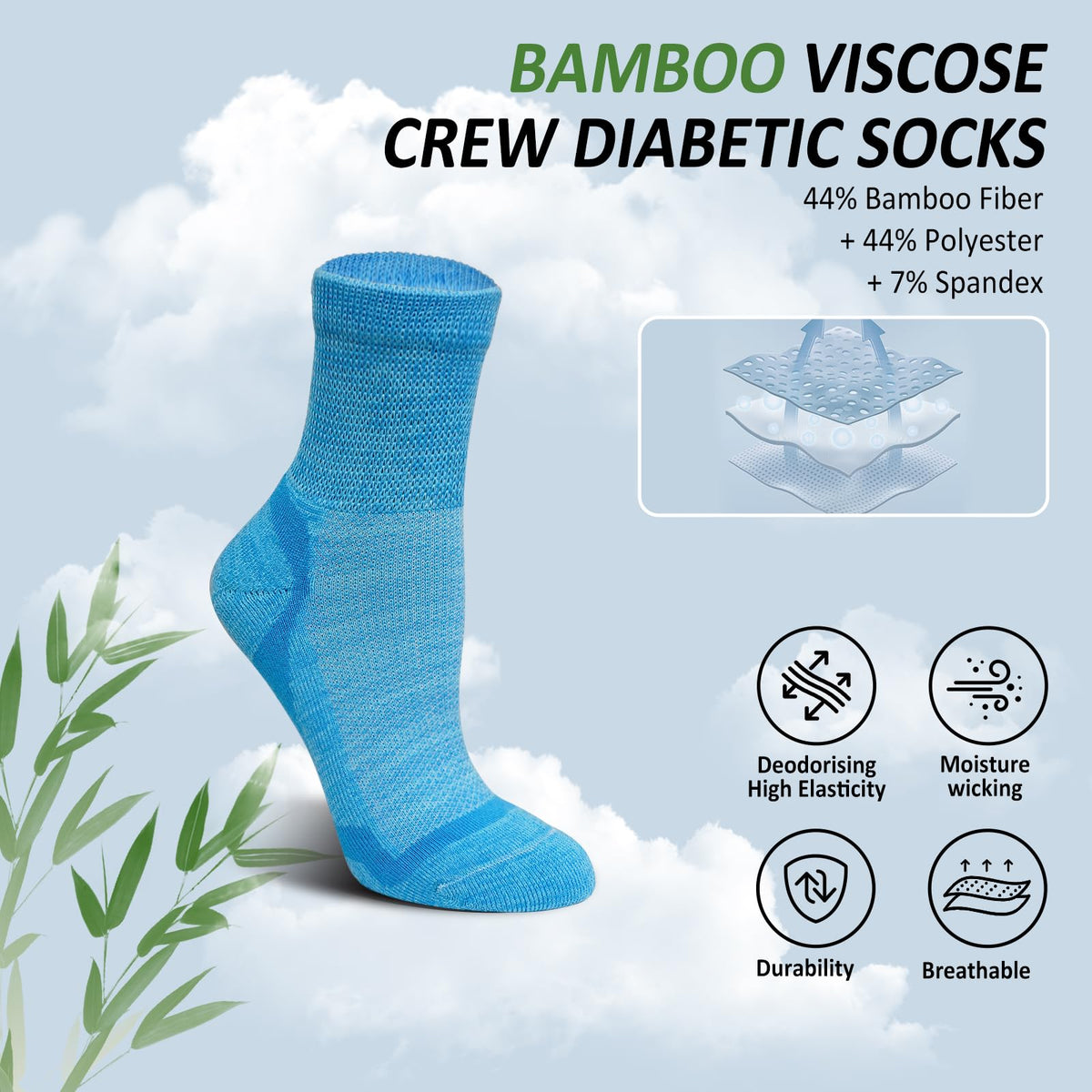 Bamboo Viscose Non-Binding Ankle Socks 5 Pairs H781