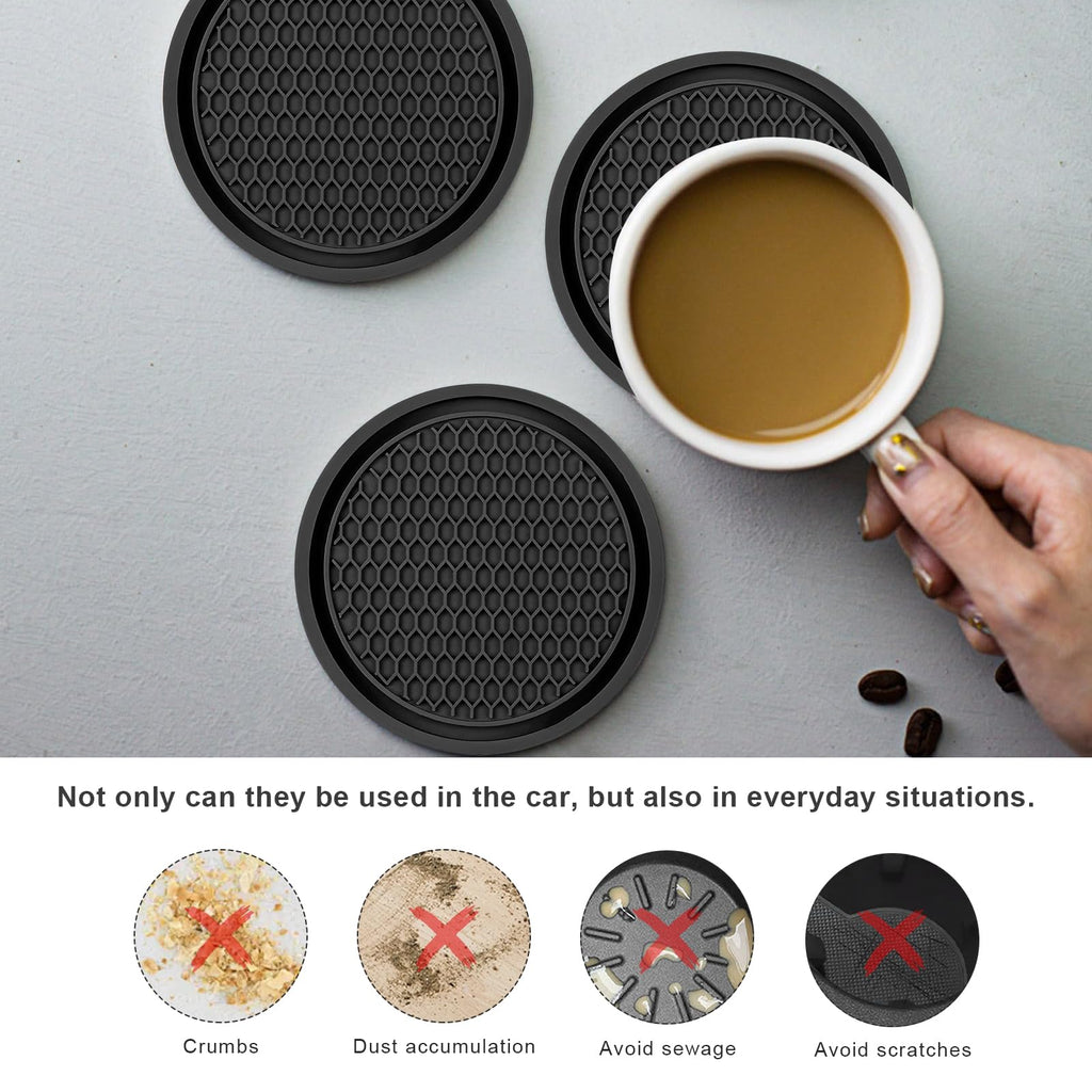 Black Non-Slip Silicone Car Cup Coasters G985278