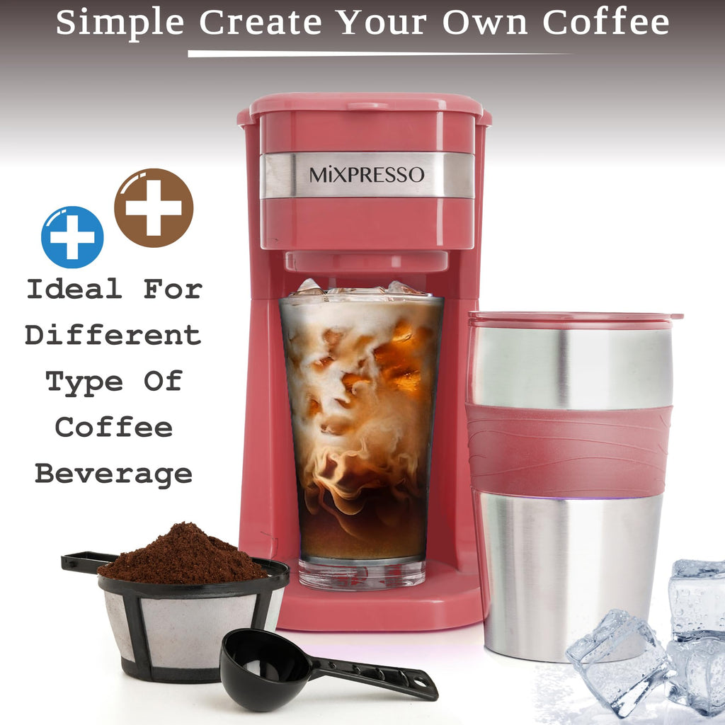 Single Serve Coffee Maker with 14oz Travel Mug Red O55522