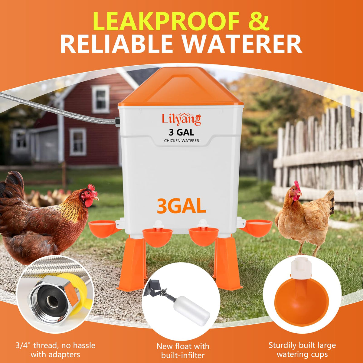 3 Gallon Automatic Chicken Waterer & Feeder Set K893054