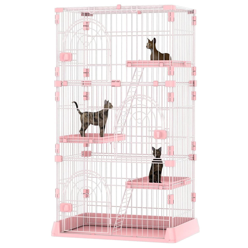 4-Tier Metal Indoor Cat Enclosure with 3 Doors E8348