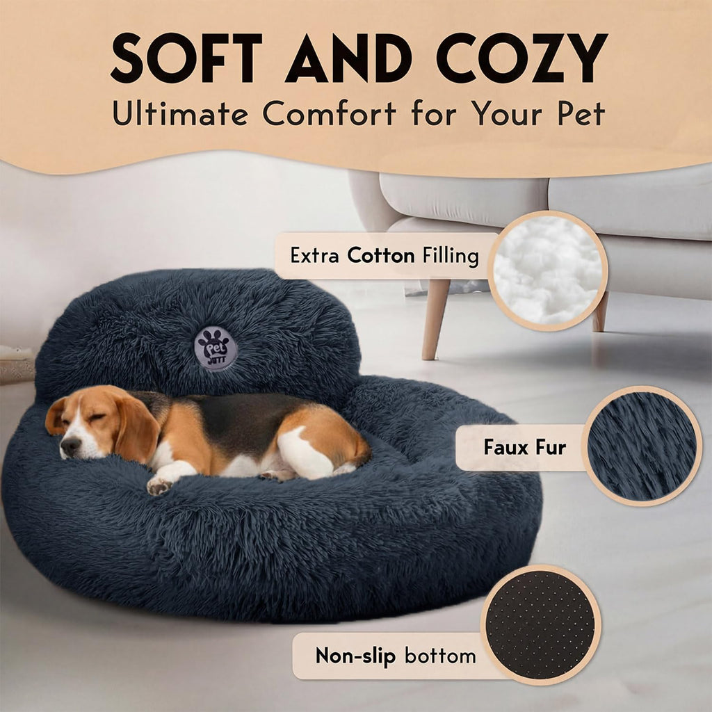 Medium Size Washable Anti-Slip Fluffy Plush Round Dog Bed P28059