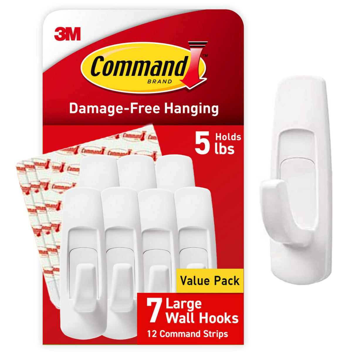 Large Utility Hooks, 7 Hooks, 12 Strips O6443
