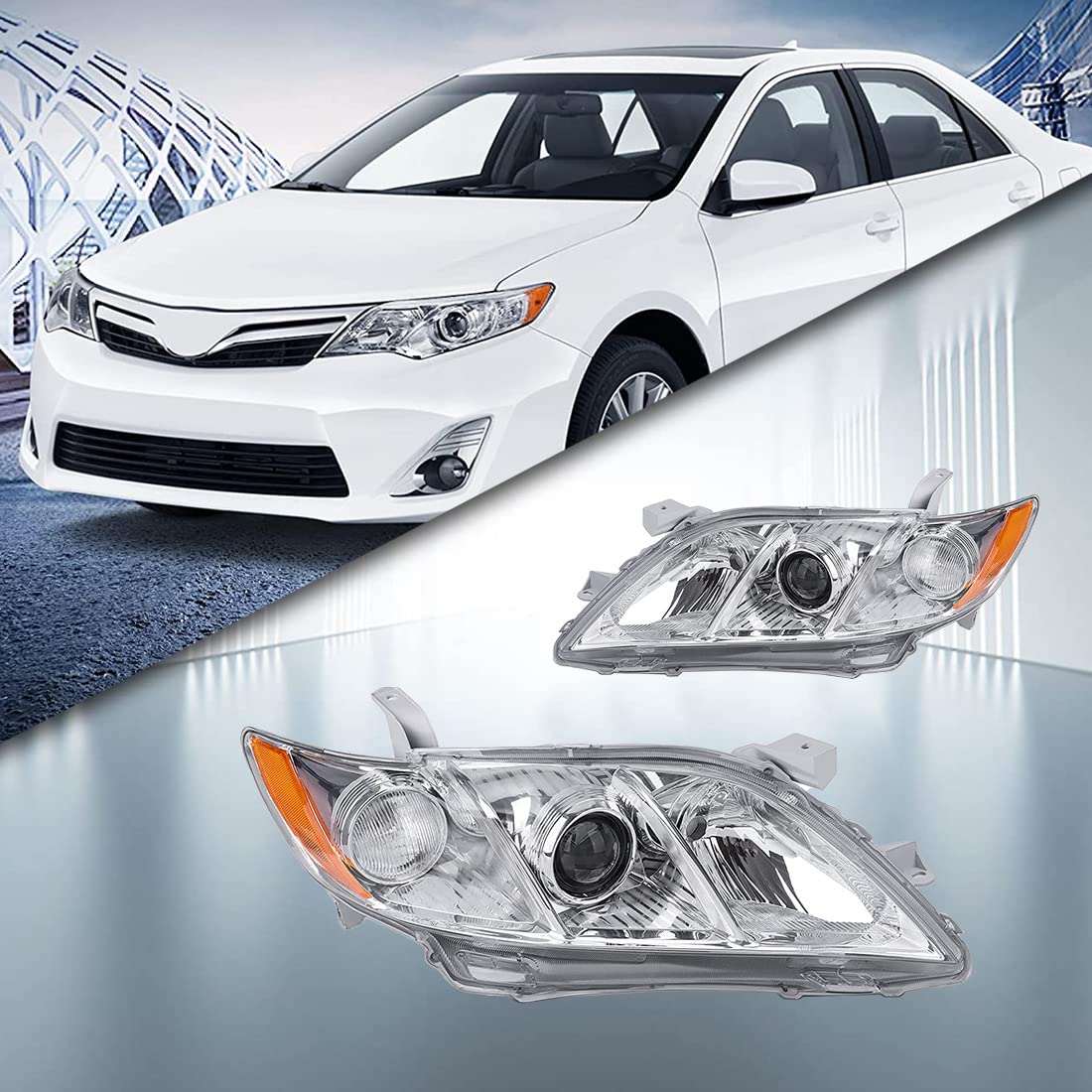 Chrome Housing Amber Reflector Clear Lens Headlights K873828