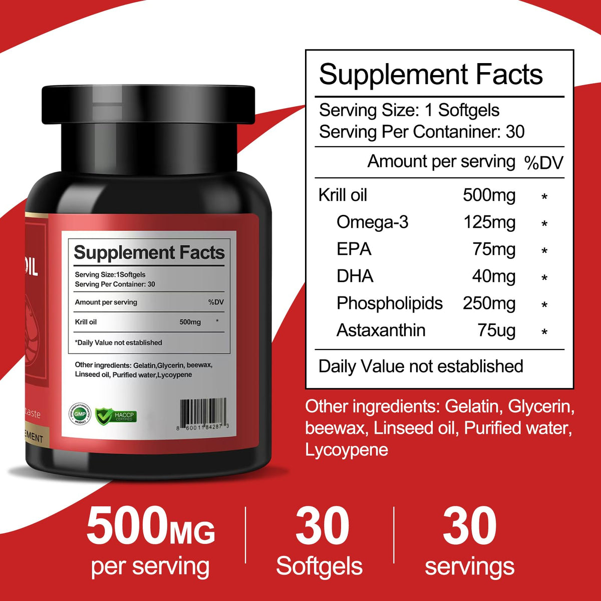 Krill Oil 500 mg Omega-3 120 Softgels U9379