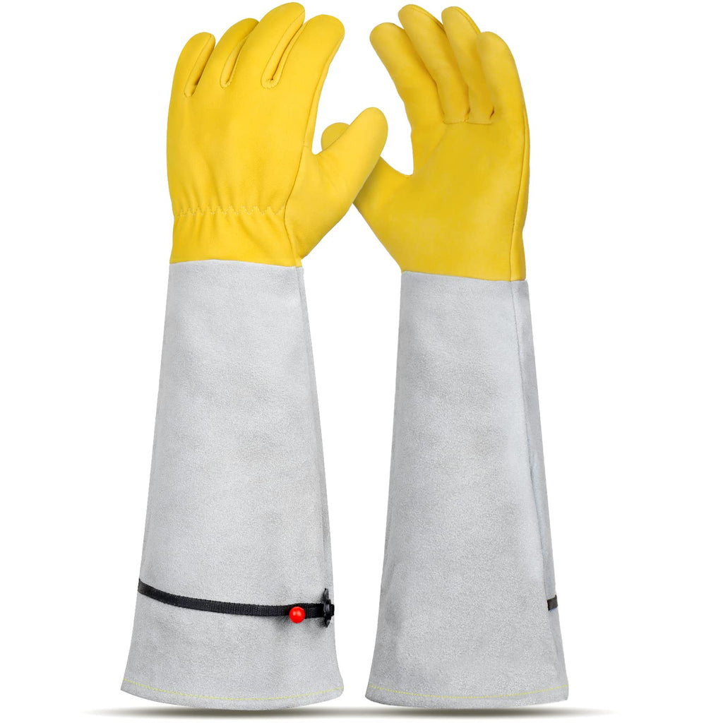Long Leather Gardening Gloves with Adjustable Cuff V398162