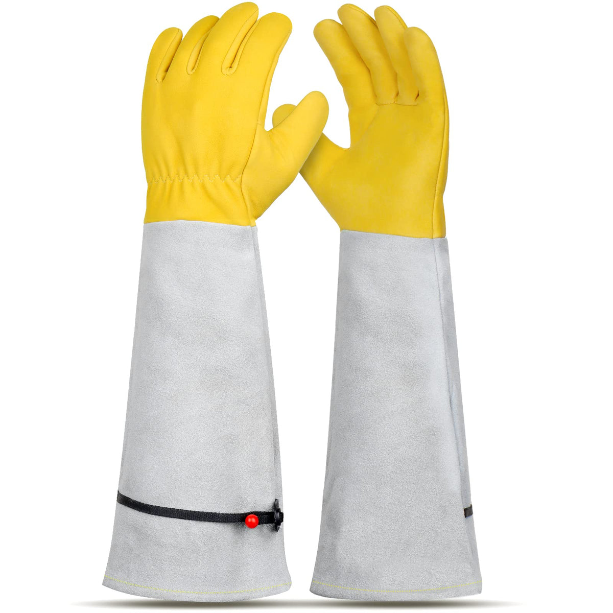 Long Leather Gardening Gloves with Adjustable Cuff V398162