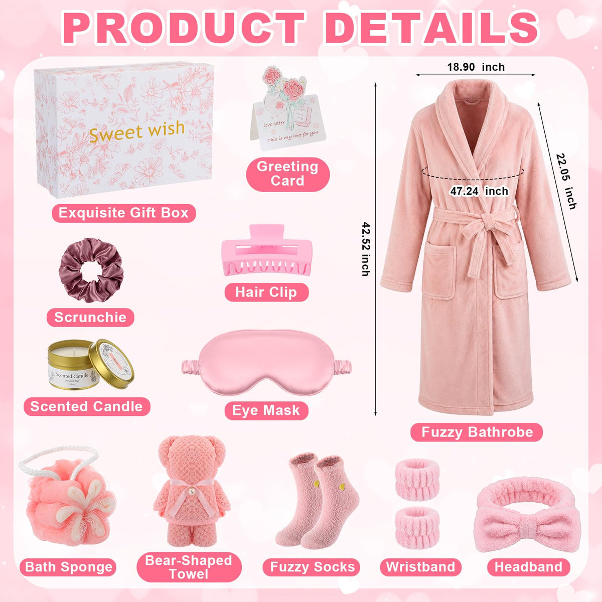 11 Pcs Pink Spa Gift Basket T14033