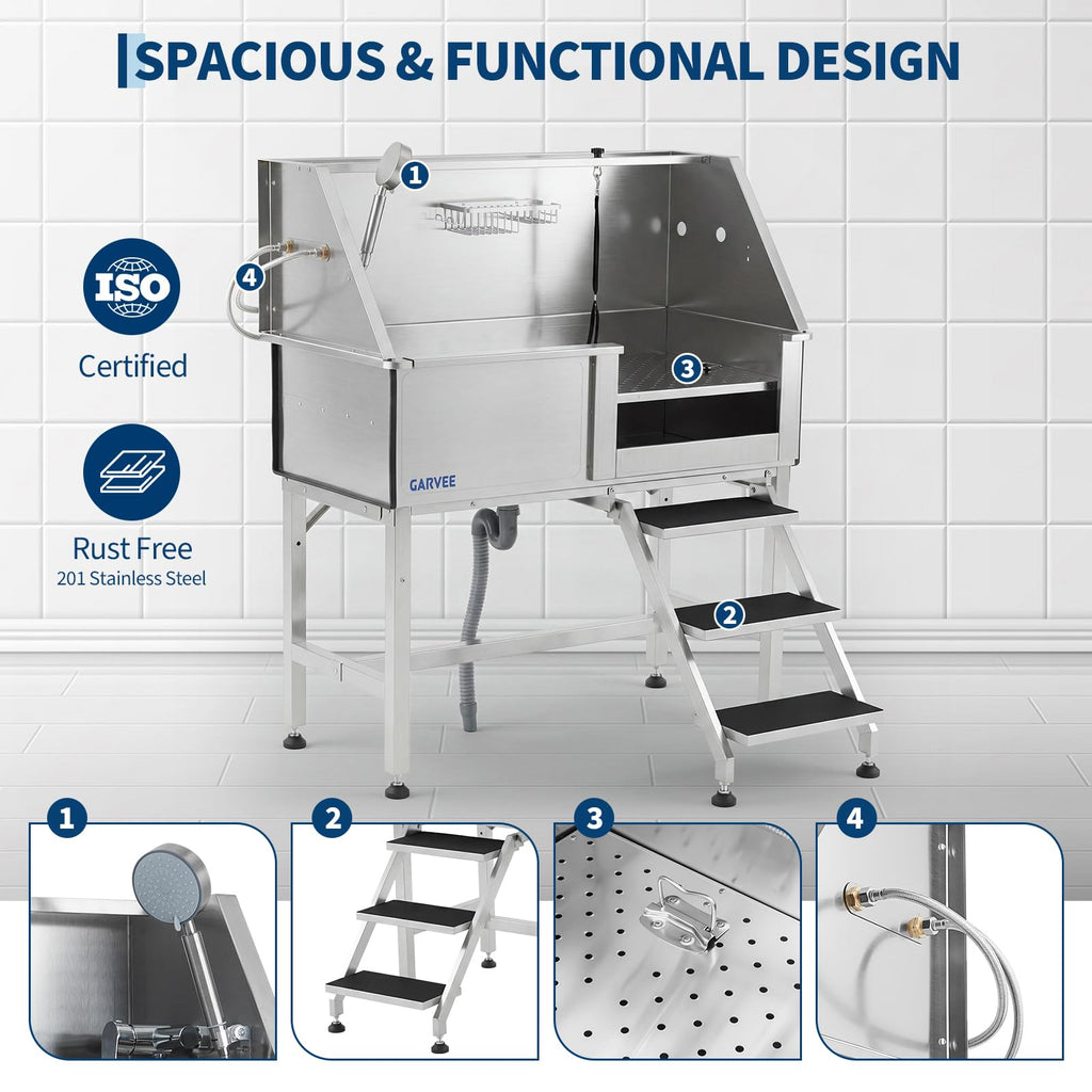 46 Inch Dog Washing Station with Walk-in Stair M3077