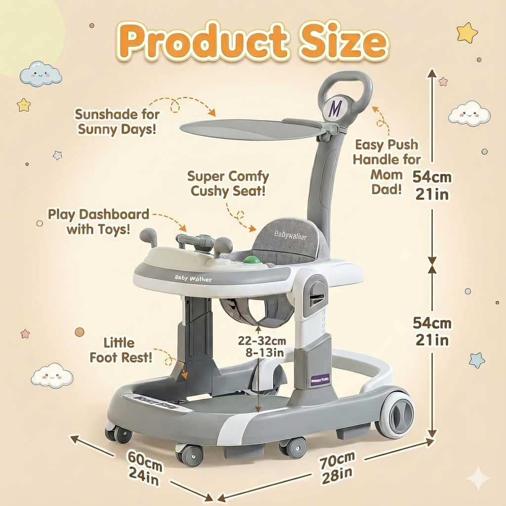 Foldable Baby Walker with Wheels and Bouncing Foot Mat L8238