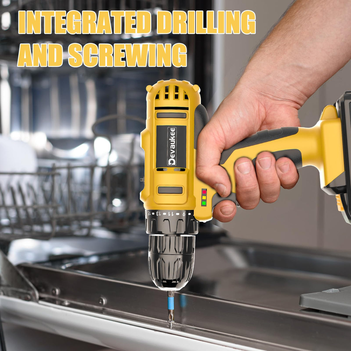 Cordless Drill Driver Kit, 20V Electric Drill with Battery and Charger, 18+3 Torque Setting, 2 Speeds, 3/8" Keyless Chuck Compact Power Drill Set with Drill Bits N38350