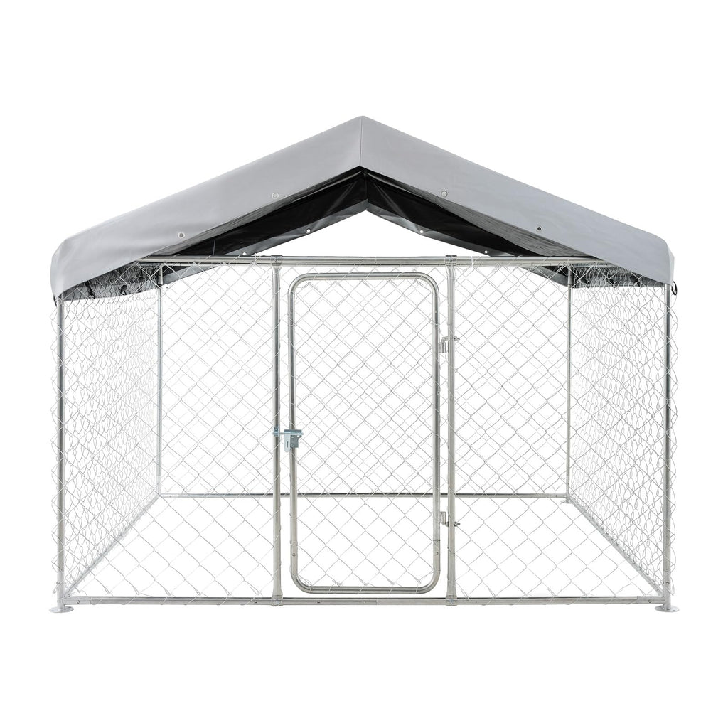Outdoor Dog Kennel, 6.56 x 6.56 x 5.25 ft with UV-Resistant & Waterproof Roof Cover D27972