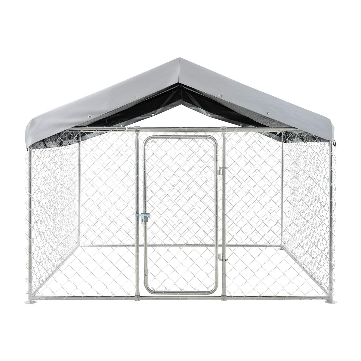 Outdoor Dog Kennel, 6.56 x 6.56 x 5.25 ft with UV-Resistant & Waterproof Roof Cover D27972