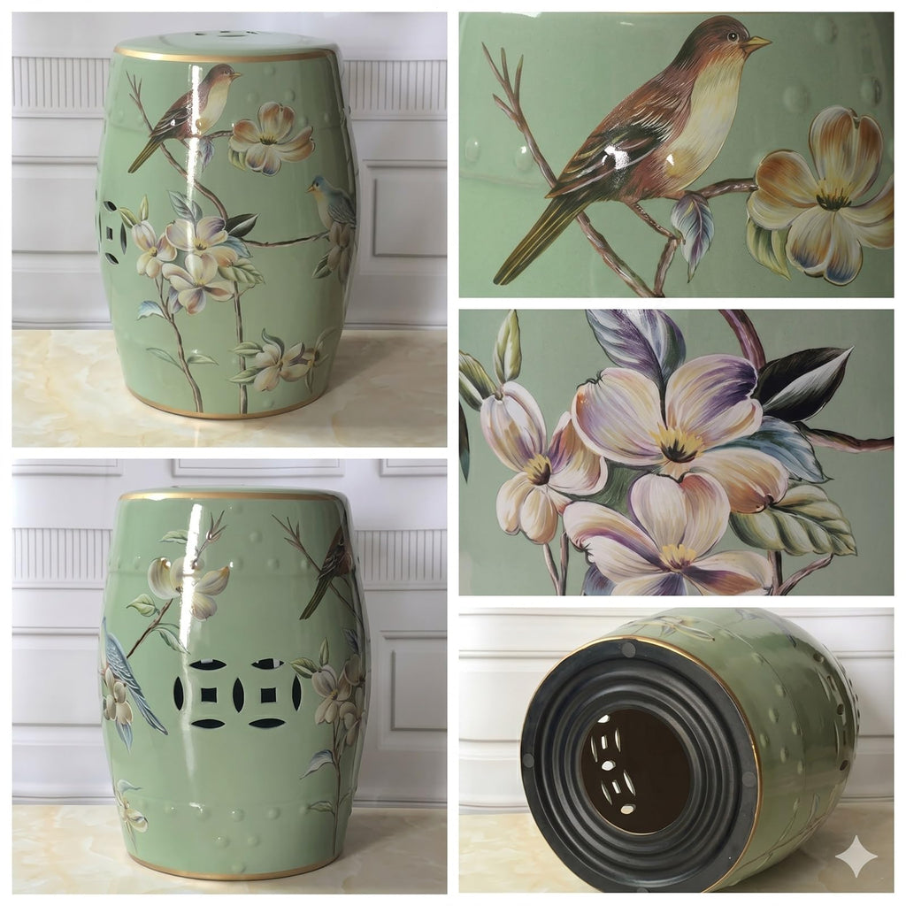 Hand-Painted Blue White Ceramic Garden Stool Q743409