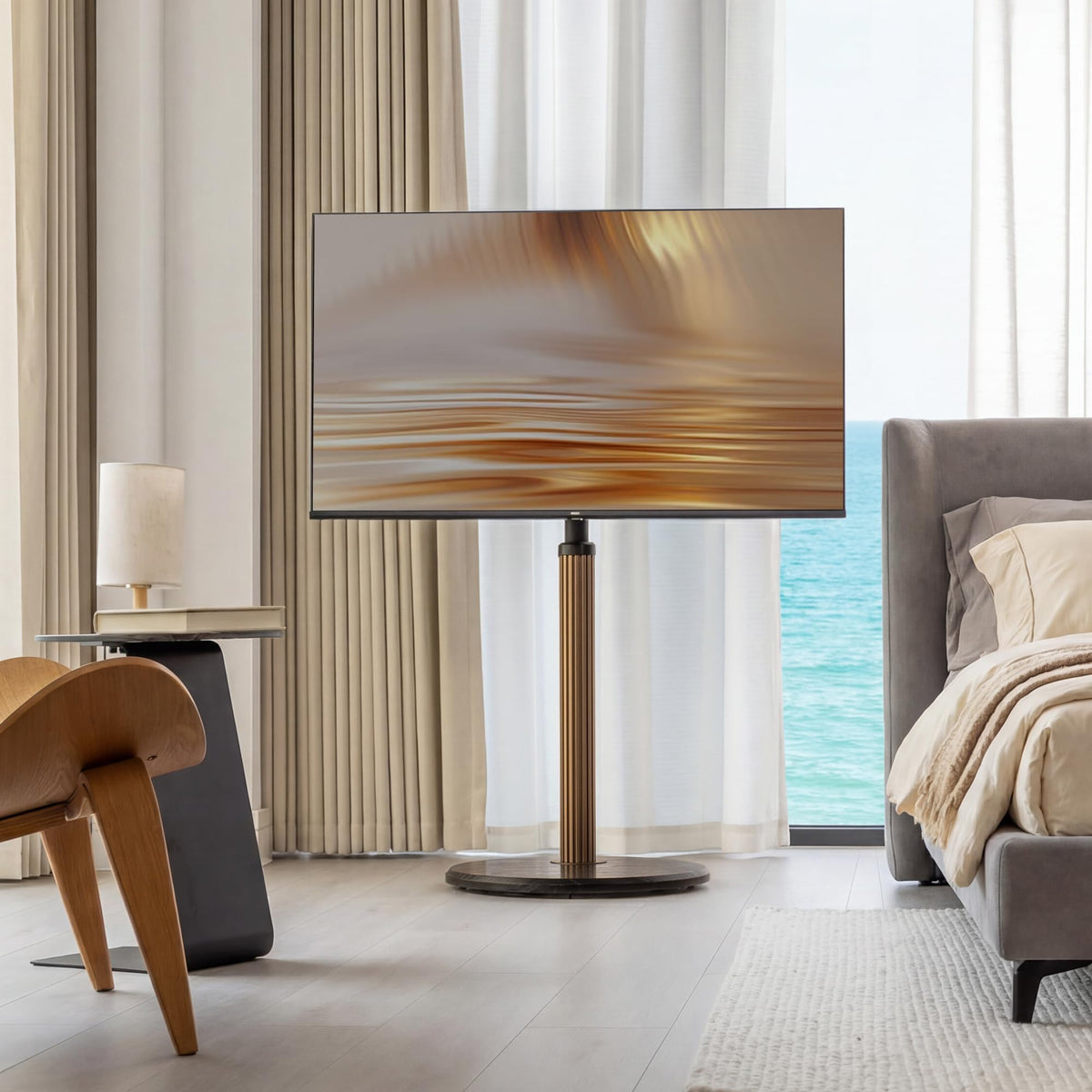 Aluminum Rolling TV Stand for 32-65 inch TVs E334