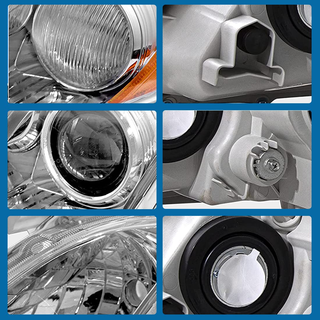 Chrome Housing Amber Reflector Clear Lens Headlights K873828