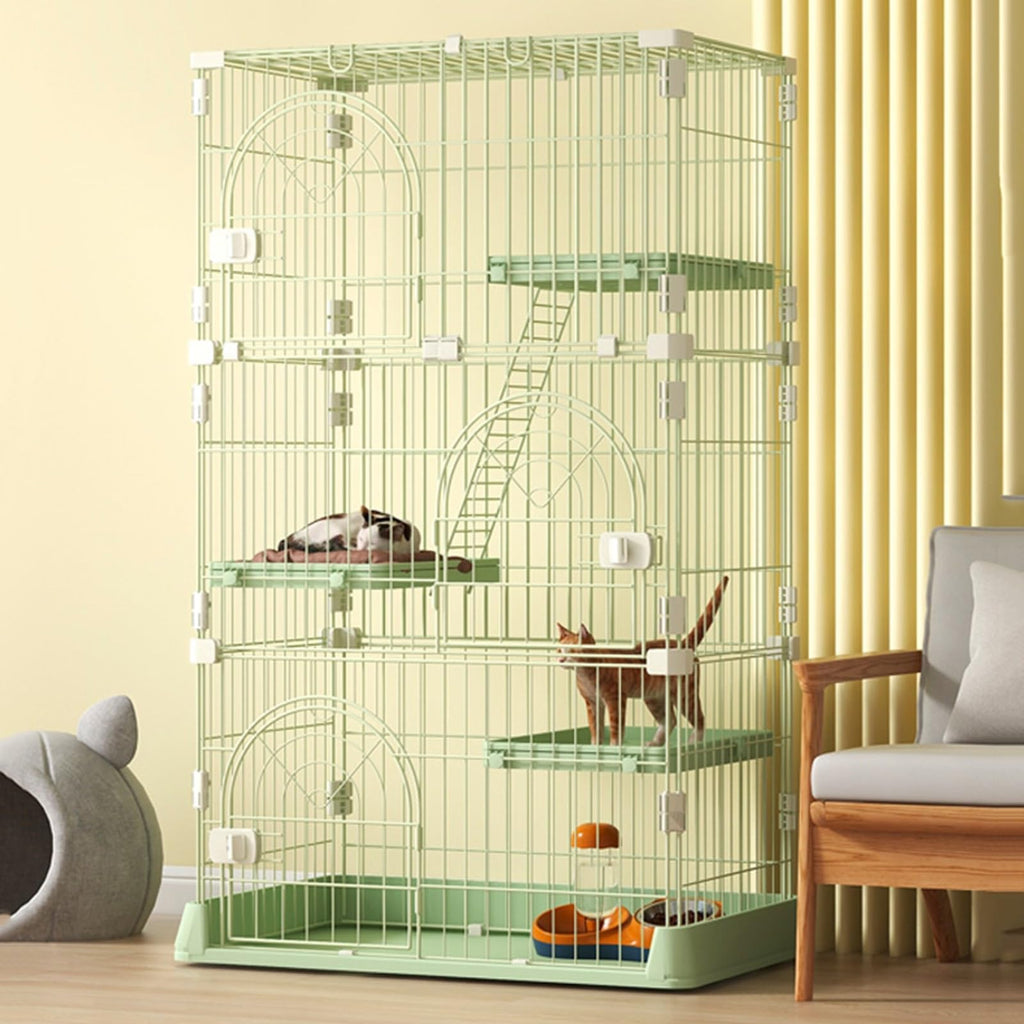 4-Tier Metal Indoor Cat Enclosure with 3 Doors E8348