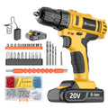 Cordless Drill Driver Kit, 20V Electric Drill with Battery and Charger, 18+3 Torque Setting, 2 Speeds, 3/8" Keyless Chuck Compact Power Drill Set with Drill Bits N38350