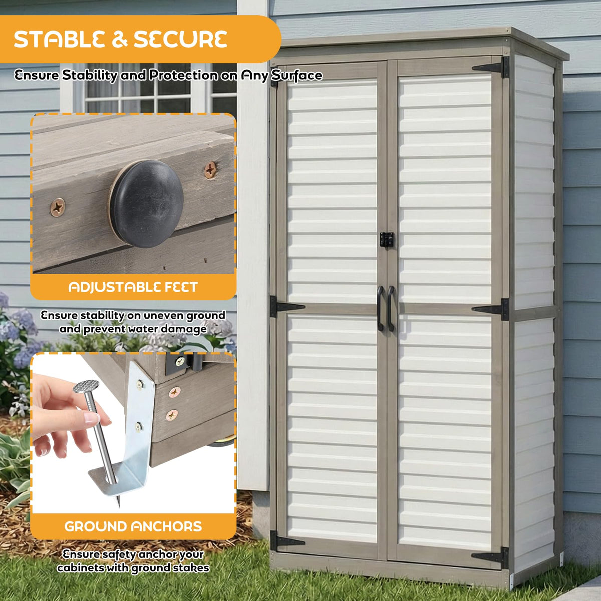 Outdoor Storage Cabinet with Adjustable Shelves S244