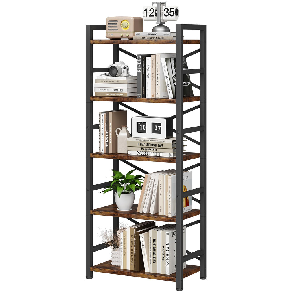 5 Tier Wood and Metal Bookshelf R148