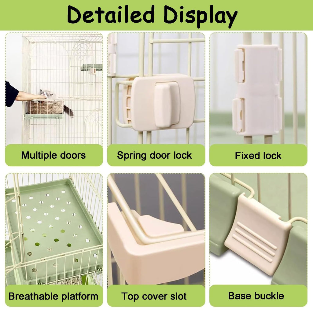 4-Tier Metal Indoor Cat Enclosure with 3 Doors E8348