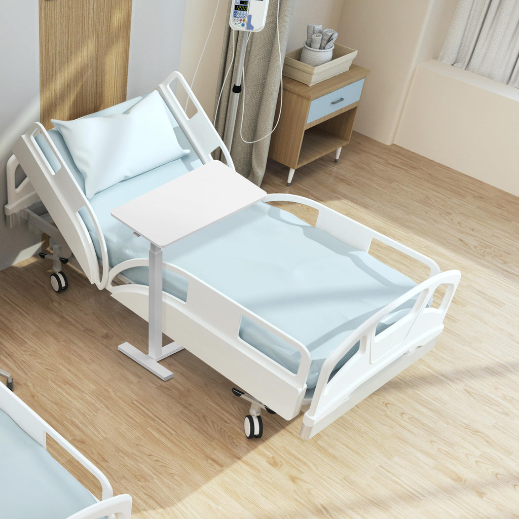 Hospital Over Bed Table with Wheels White W422241