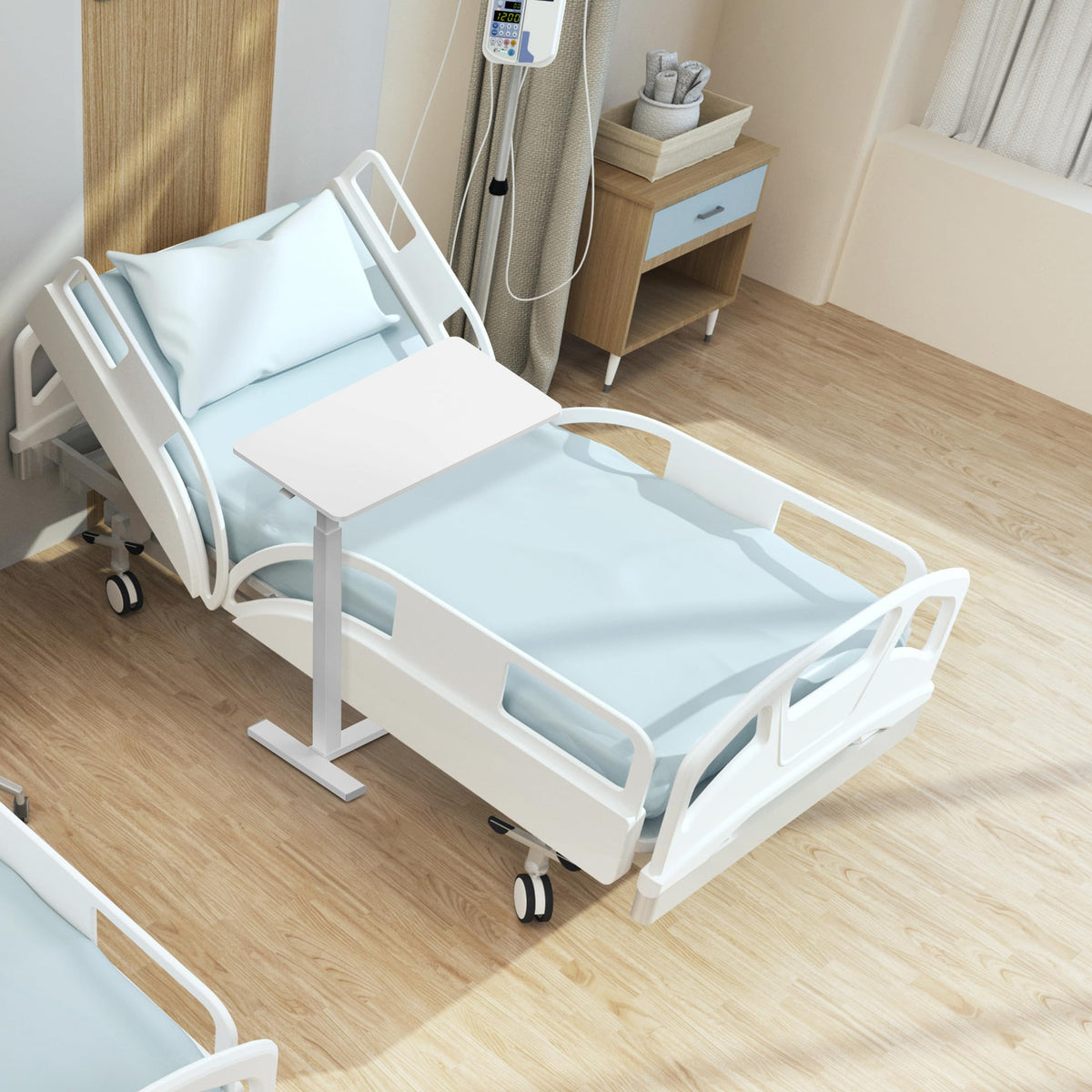 Hospital Over Bed Table with Wheels White W422241
