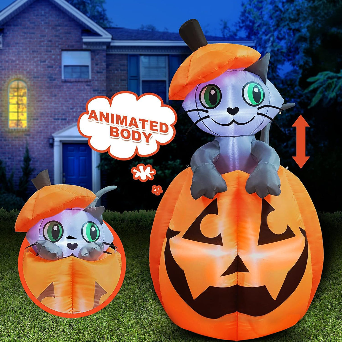 5 FT Animated Pumpkin Inflatable with LEDs B265