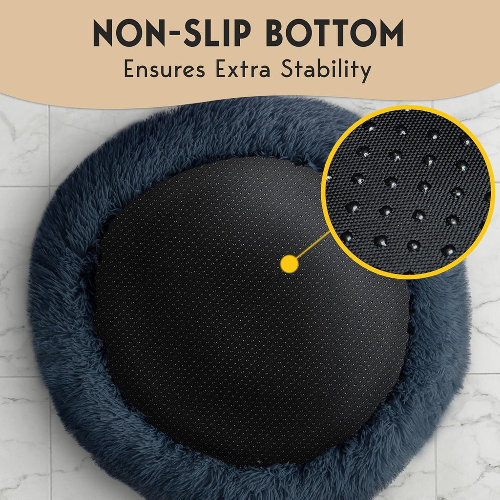 Medium Size Washable Anti-Slip Fluffy Plush Round Dog Bed P28059