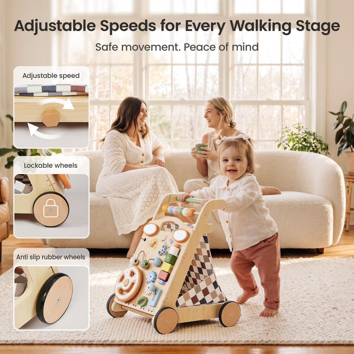 Wooden Baby Walker with Wheels X944