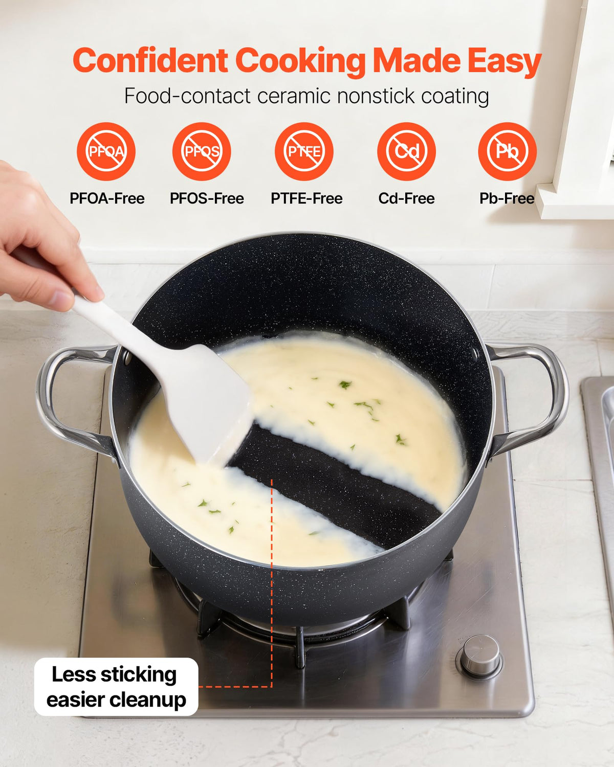 12-Quart Nonstick Ceramic Aluminum Stock Pot with Glass Lid Z564