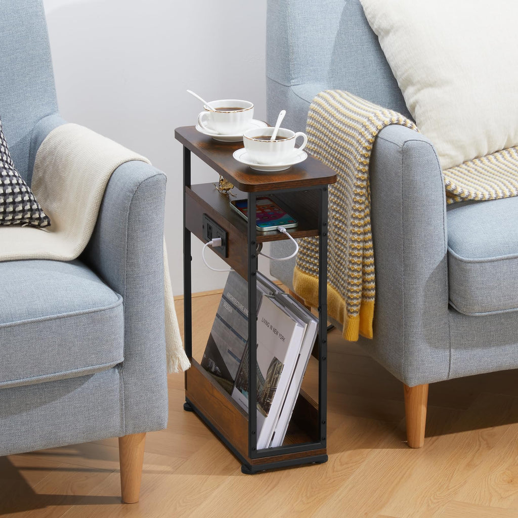 Narrow Side Table with Charging Station I627