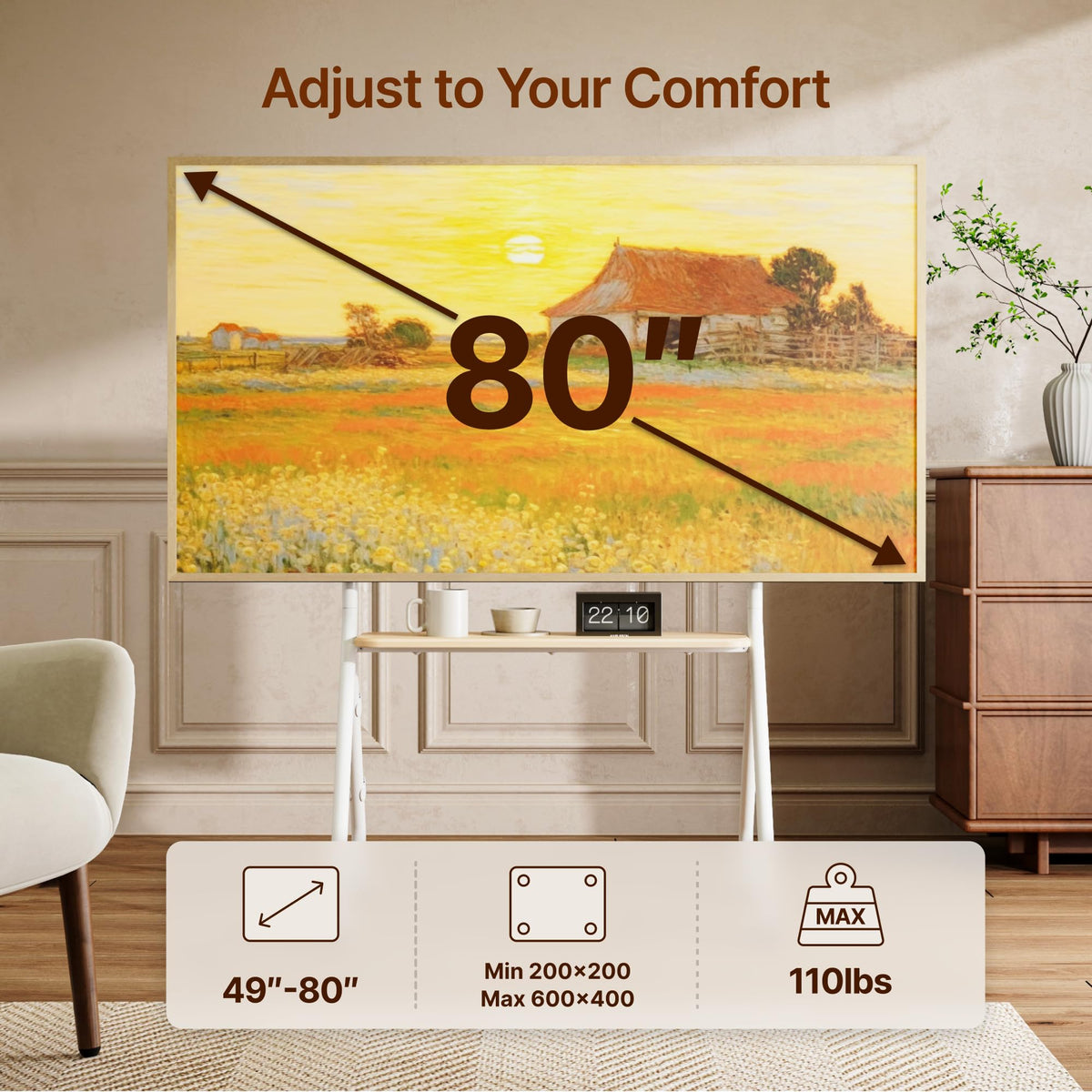 White Rolling TV Stand Y534452