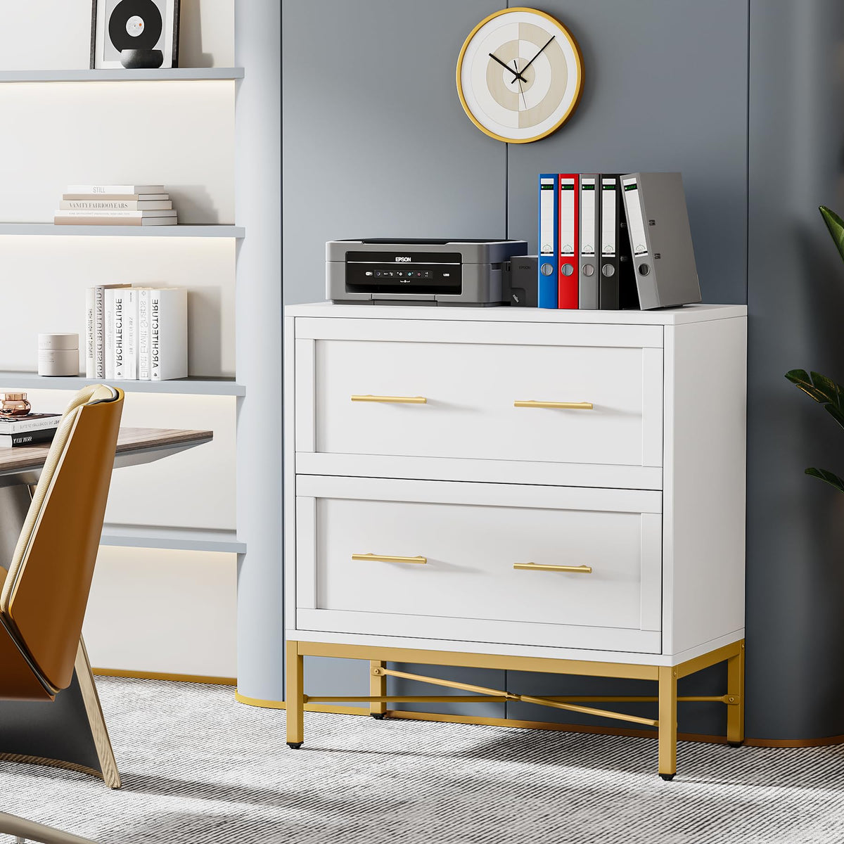 White 2 Drawer Wood File Cabinet K7890