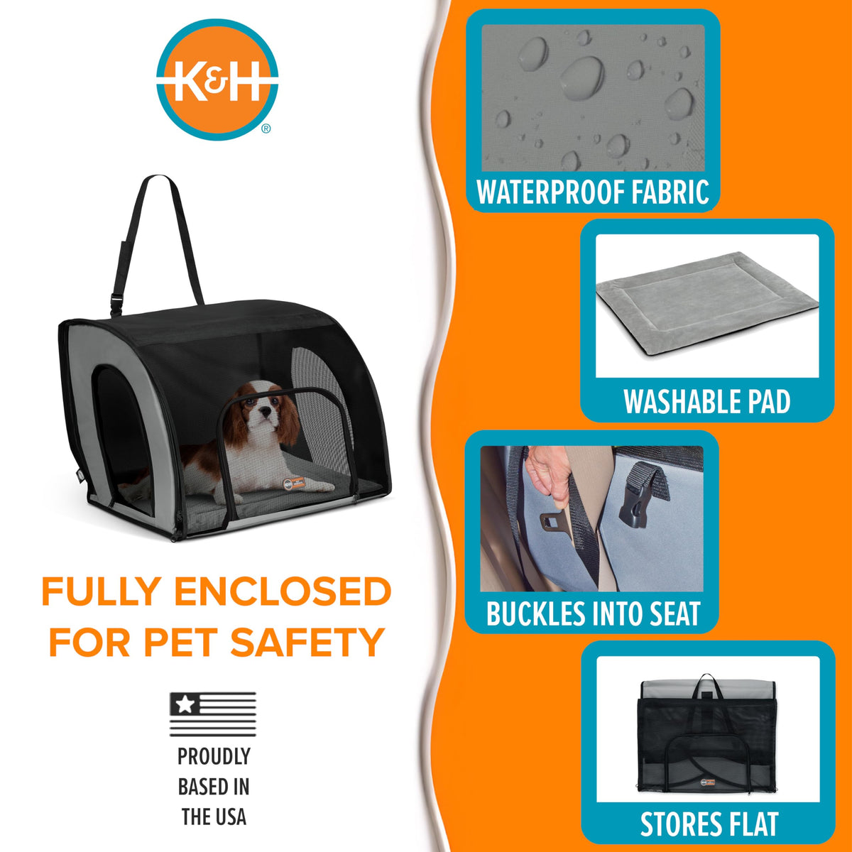 Dog Car Seat, Medium, Gray/Black Y847884