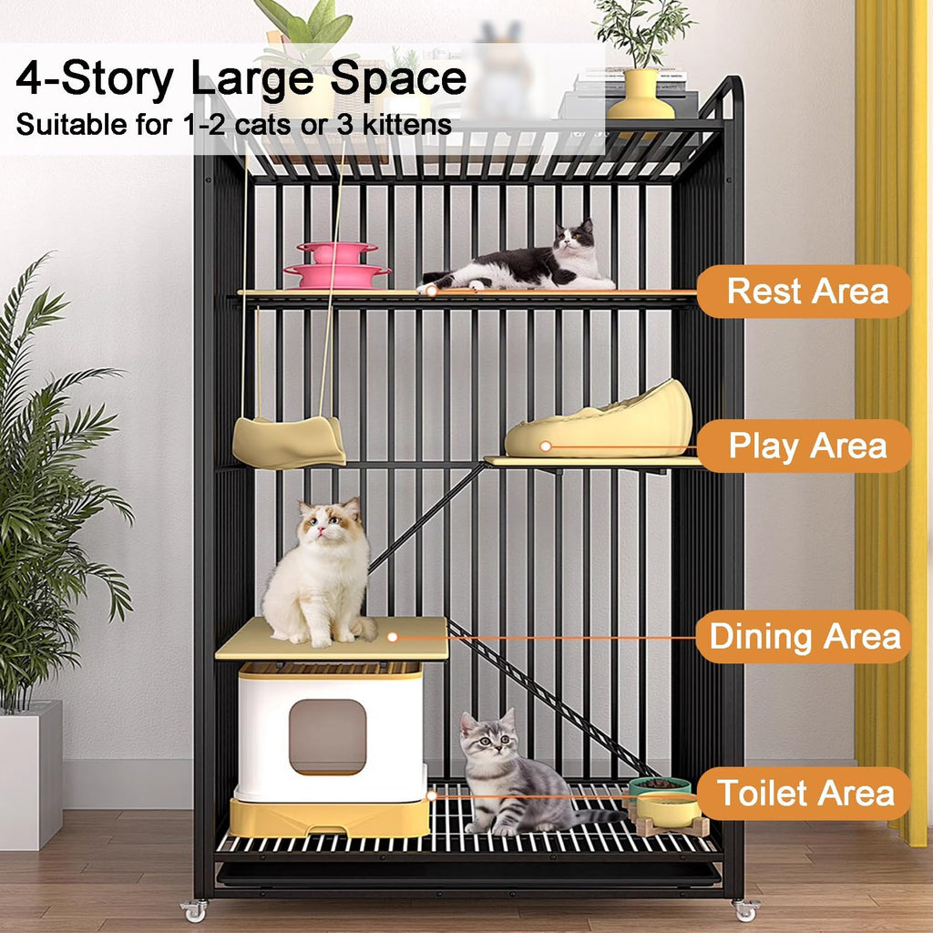 High Carbon Steel 4-Tier Cat Kennel L71127