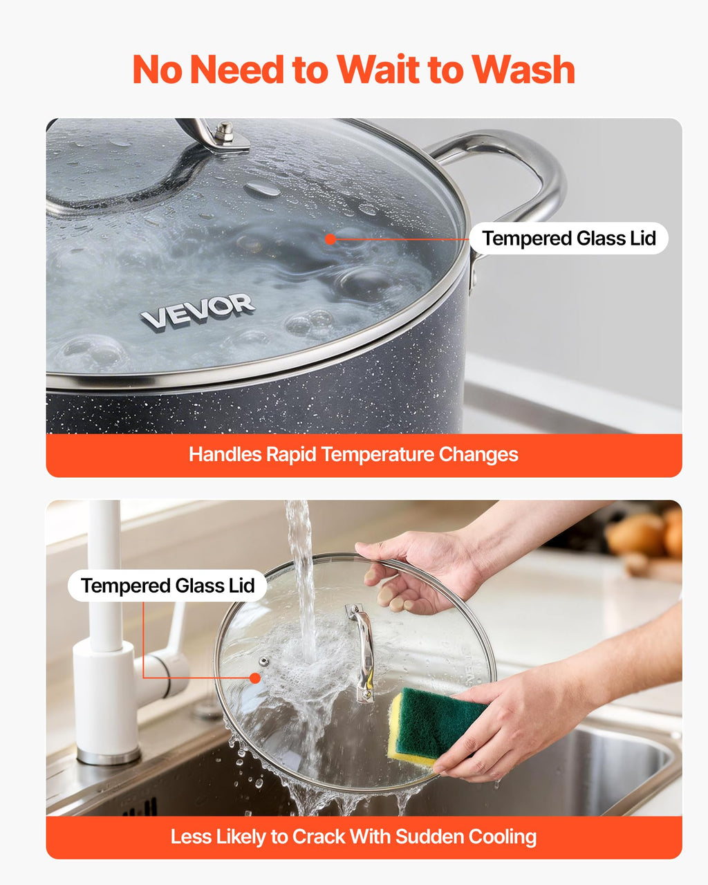 12-Quart Nonstick Ceramic Aluminum Stock Pot with Glass Lid Z564