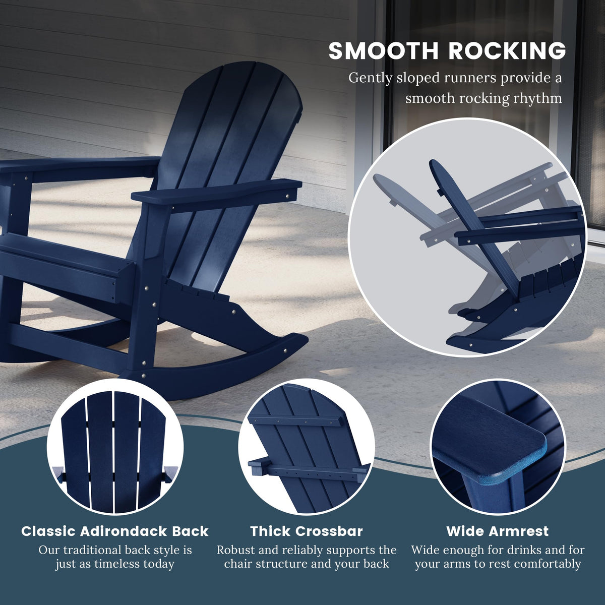 Navy Blue Poly Adirondack Chair Set of 2 W2095