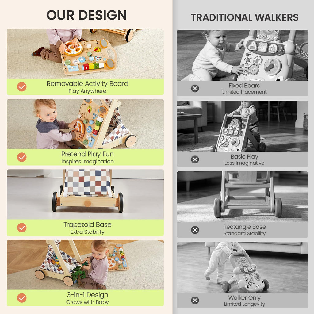 Wooden Baby Walker with Wheels X944