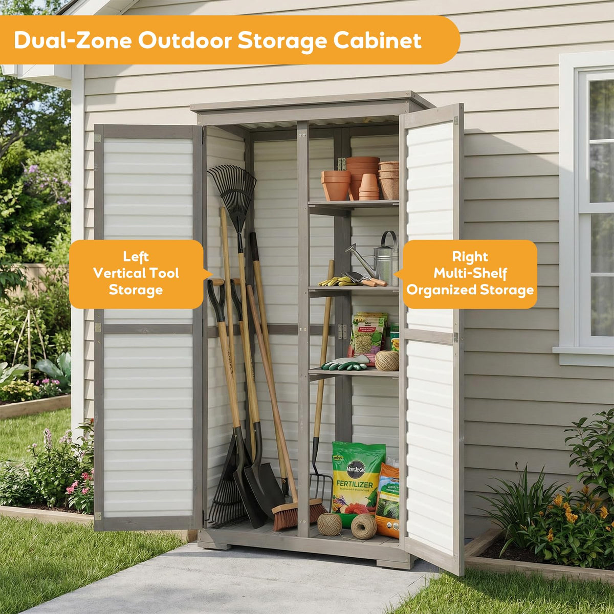 Outdoor Storage Cabinet with Adjustable Shelves S244