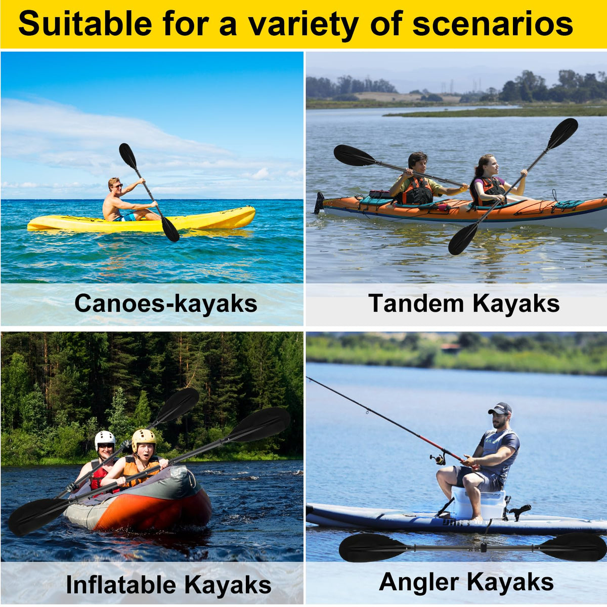 Telescopic Canoe Paddle 70inch to 95inch Black S89946