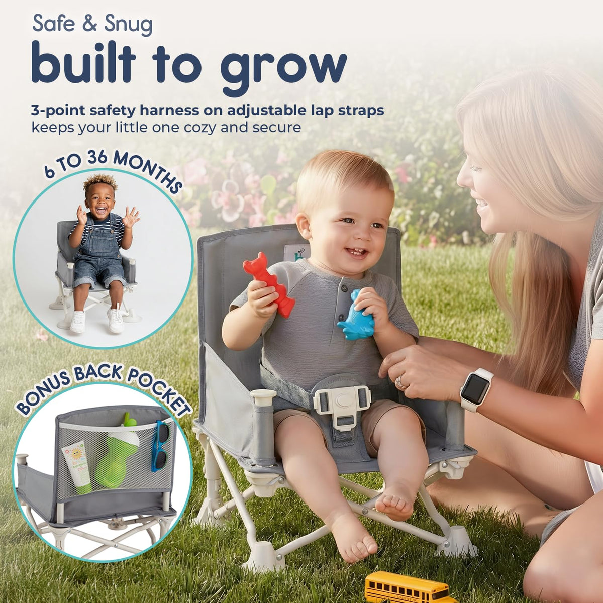 Grey Booster Seat with Tray P2687
